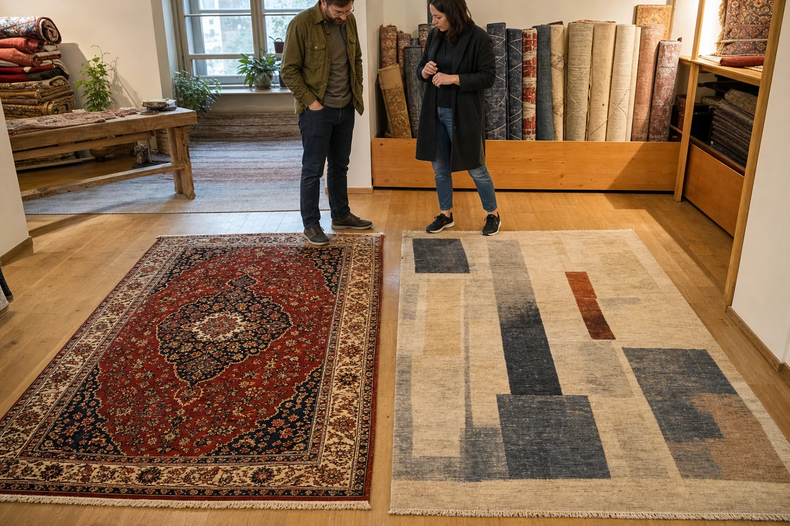 Modern vs. traditional designs in hand-knotted rugs