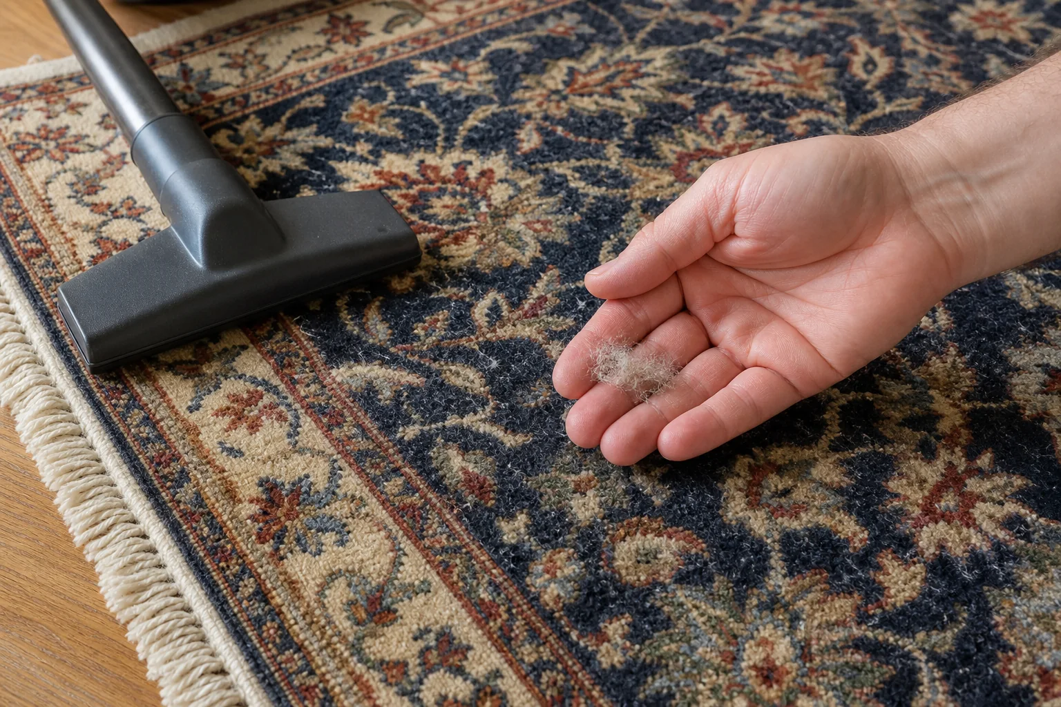 Is it normal for a hand-knotted rug to shed fibres?